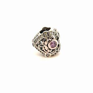 Pandora White/Pink Cz Heart Charm